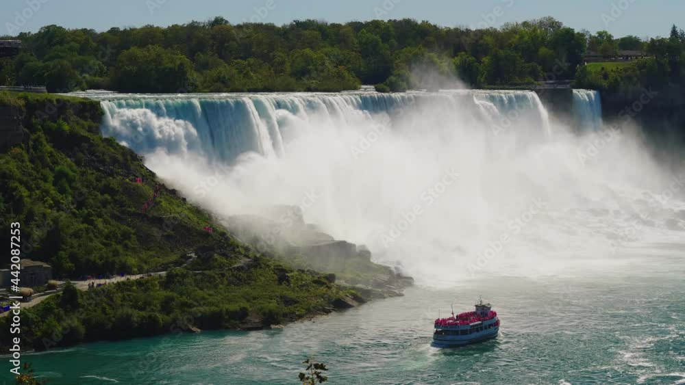 The ship sails at the foot of Niagara Falls The ship sails at the foot of Niagara Falls