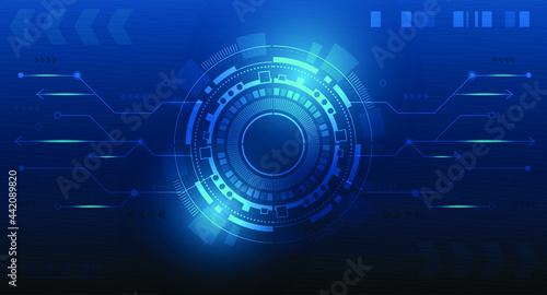 abstract technology background with circuit and technology working.Blue technology background design.