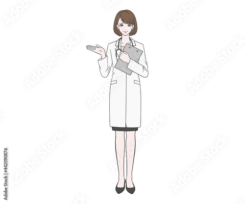 案内をする女医