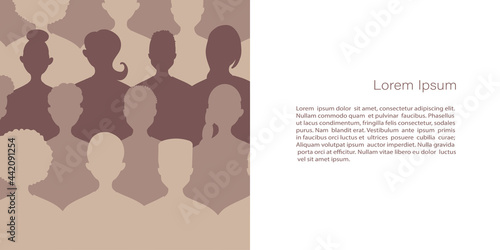 Stop racism and stronger together concept. BLM, Black lives matter,  African Americans and white people against racism. Vector Template with copy space for invitation, cards or banner and  poster