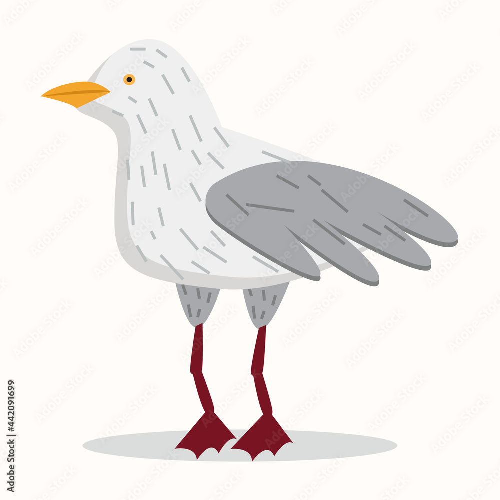 Cute hand-drawn seagull. Bird for children's books, postcards, print on clothes Cute hand-drawn seagull. Bird for children's books, postcards, print on clothes