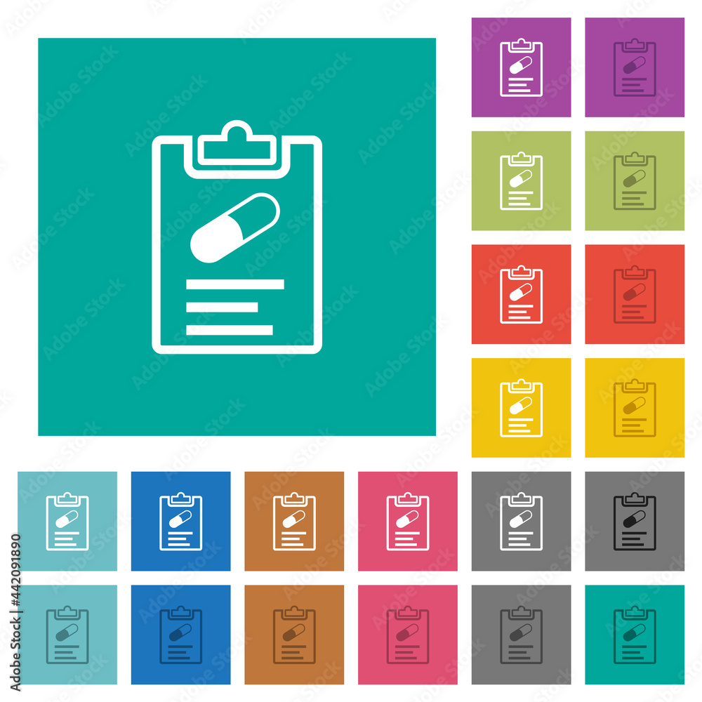 Medical prescription square flat multi colored icons Medical prescription square flat multi colored icons