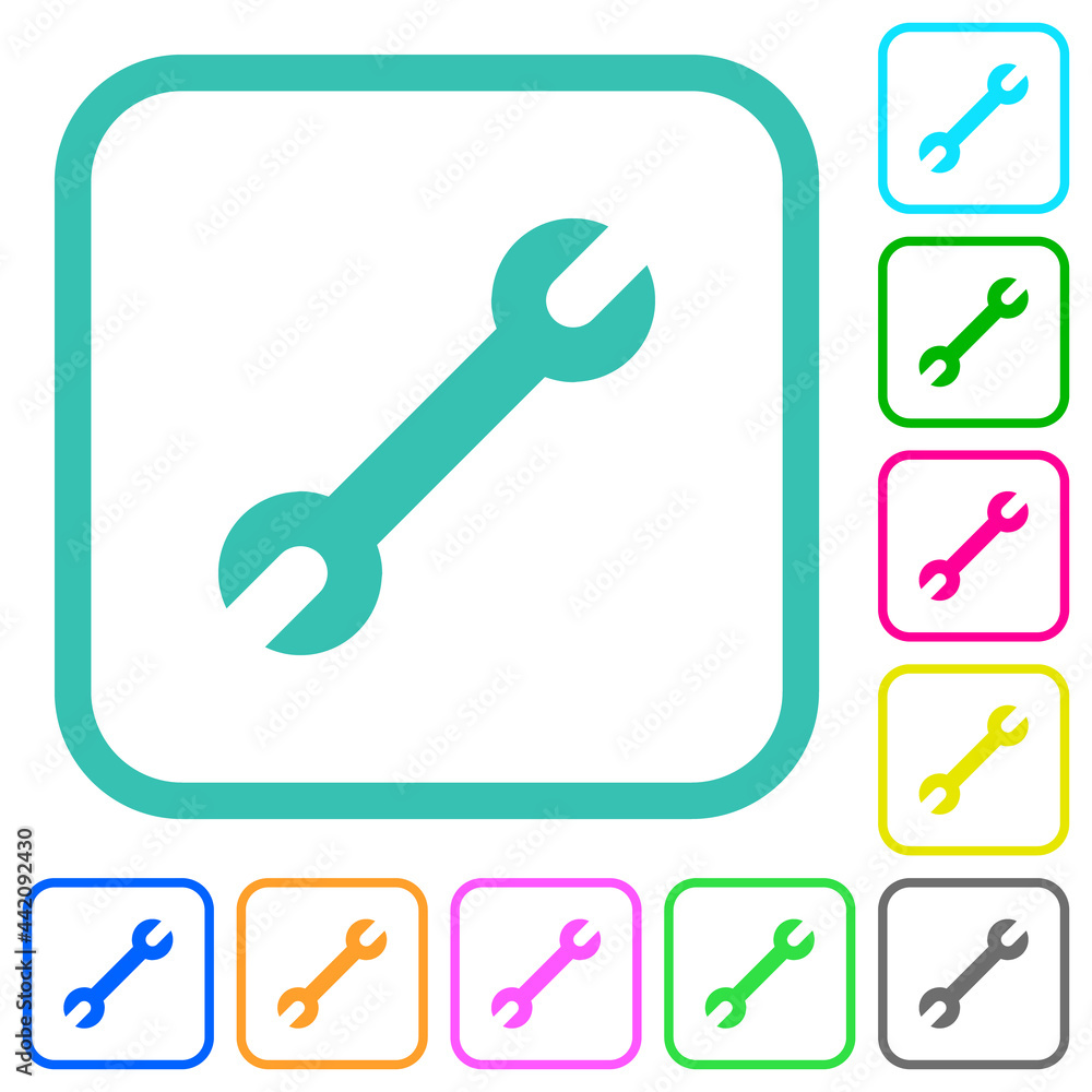 Single wrench vivid colored flat icons Single wrench vivid colored flat icons