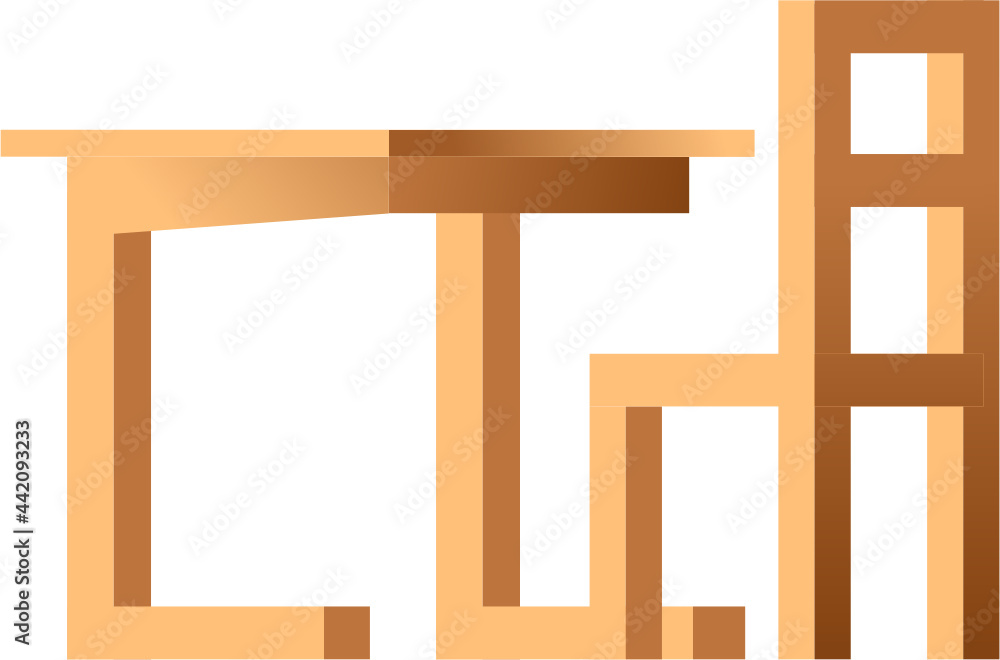 Wooden school desk with chair simple flat isolated vector graphic icon or illustration Wooden school desk with chair simple flat isolated vector graphic icon or illustration