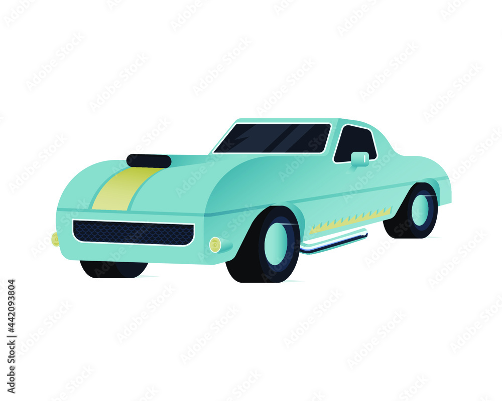 Sport Car. Modern Flat Vector Illustration. Colorful Cartoon Style Automobile. Social Media Template.