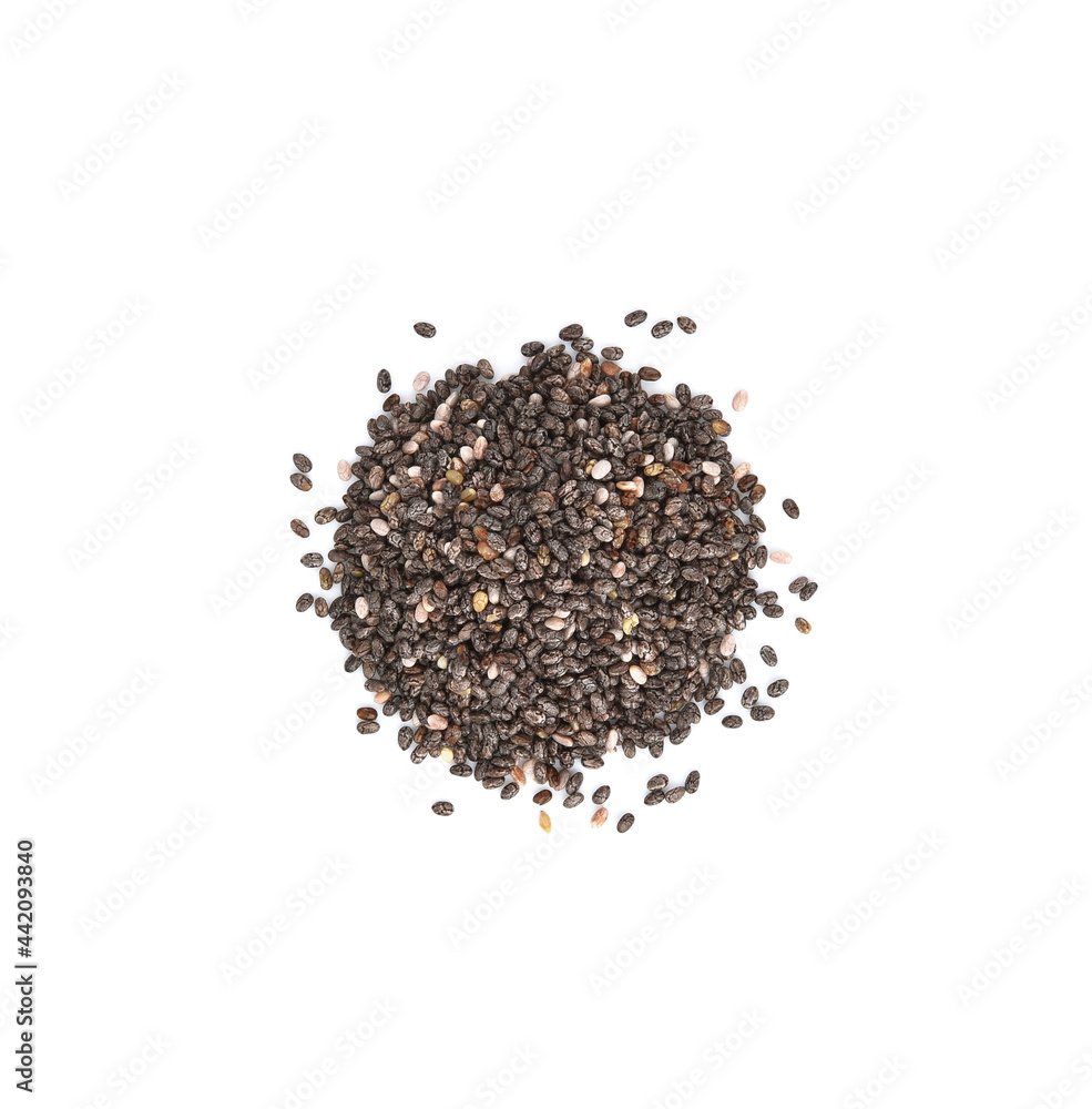 Chia seeds isolated with white background. Chia seeds isolated with white background.
