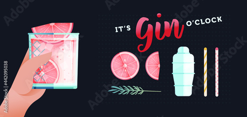 Modern Flat Vector Concept Illustrations. Hand Holding Cocktail. Funny Quote. Adds Ingredients. Poster Concept. Web Banner. 