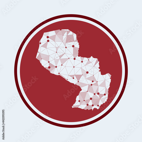 Paraguay icon. Trendy tech logo of the country. Geometric mesh round design. Technology, internet, network, telecommunication concept. Vector illustration.