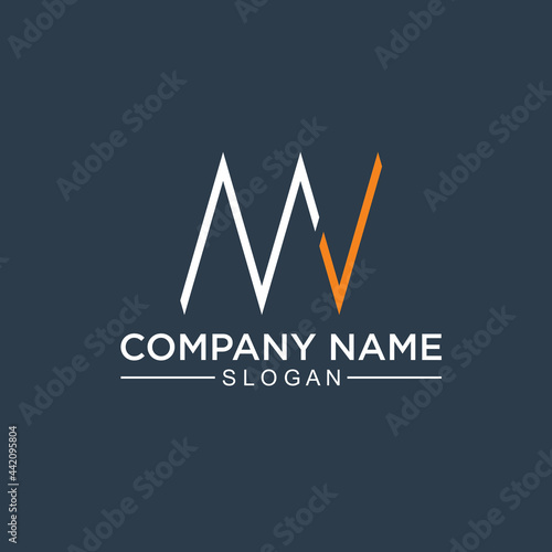 abstract minimalistic logo, initials mv for company etc.