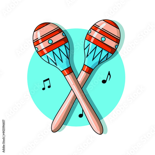 Maracas. Musical instrument. Vector illustration. 