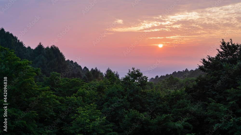 オレンジ色の朝焼け/長野県八千穂高原 オレンジ色の朝焼け/長野県八千穂高原