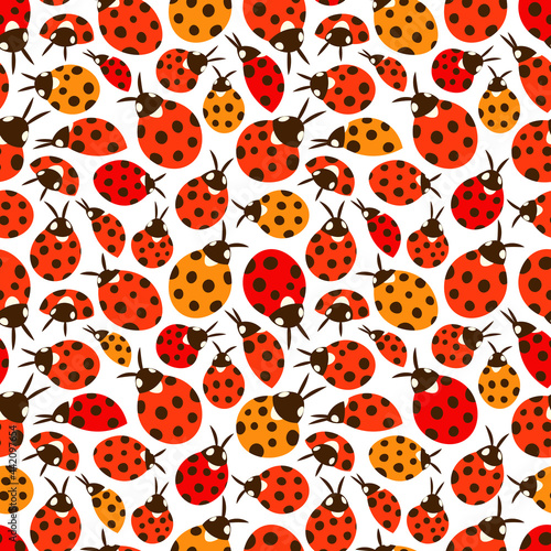 Cute ladybug pattern insect colorful seamless background