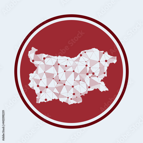 Bulgaria icon. Trendy tech logo of the country. Geometric mesh round design. Technology, internet, network, telecommunication concept. Vector illustration.