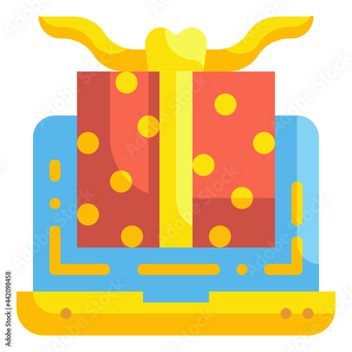 giftbox computer flat icon