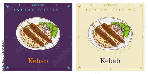 kebab grilled meat served on flatbread Indian food