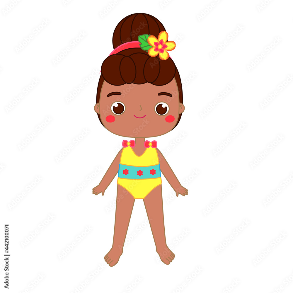 African american Girl kid in swimsuit. beach summertime vacation child African american Girl kid in swimsuit. beach summertime vacation child