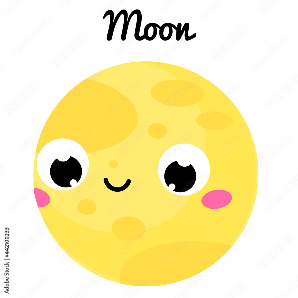 Cute planet. Cartoon Moon. Vector space clip art for kids and children Cute planet. Cartoon Moon. Vector space clip art for kids and children