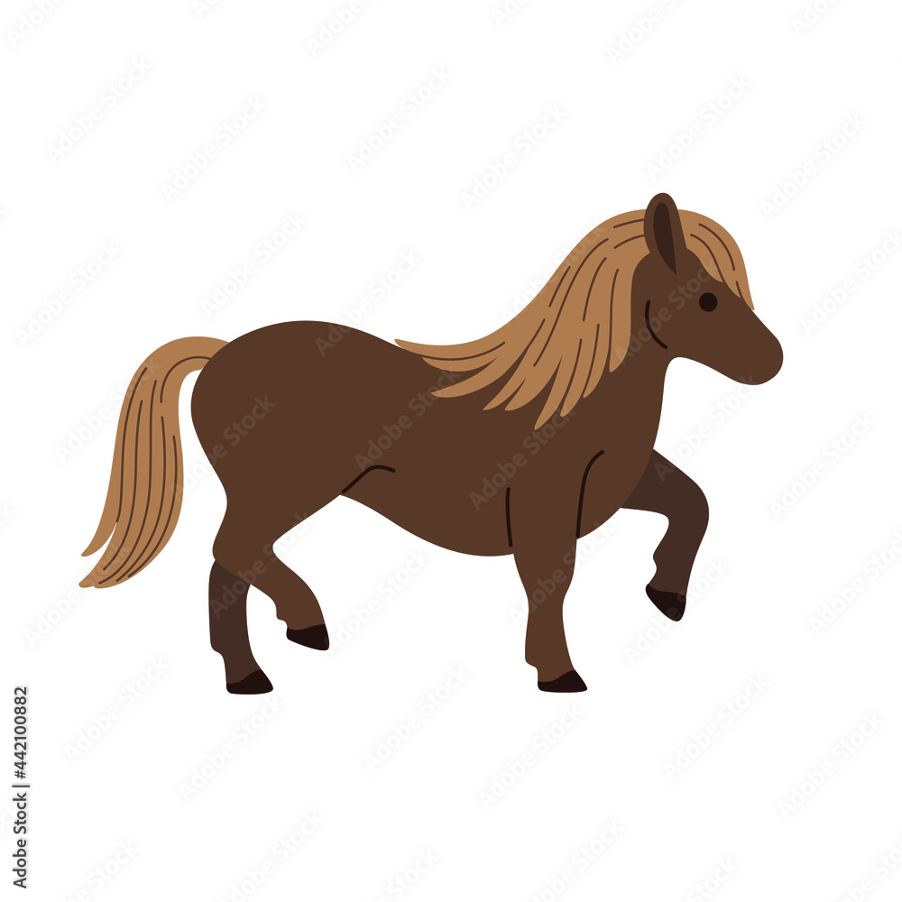 Cartoon pony - cute character for children. Vector illustration in cartoon style.