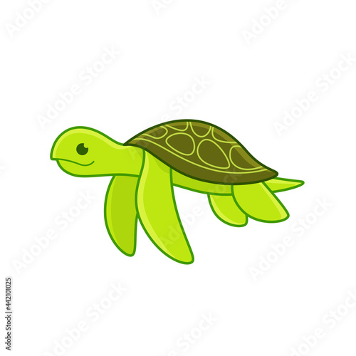 Cartoon turtle, cute character for children. Vector illustration in cartoon style for abc book, poster, postcard. Animal alphabet - letter T.