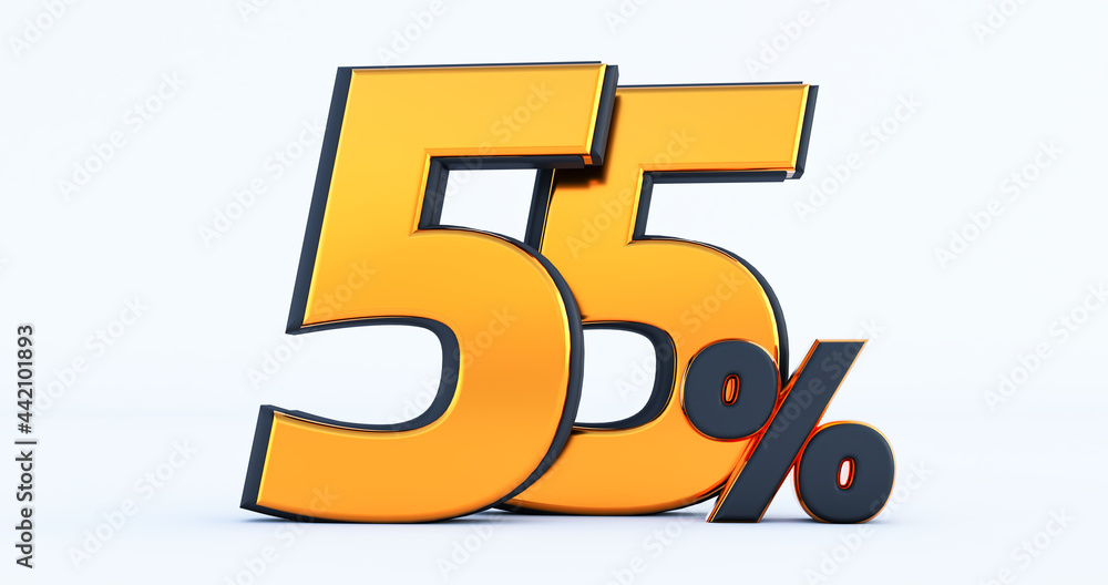 3d render of Discount fifty five 55 percent off isolated on white background 3d render of Discount fifty five 55 percent off isolated on white background