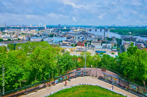 Kyiv cityscape and Dnieper River from the top of Andrew's Hill, Ukraine photo