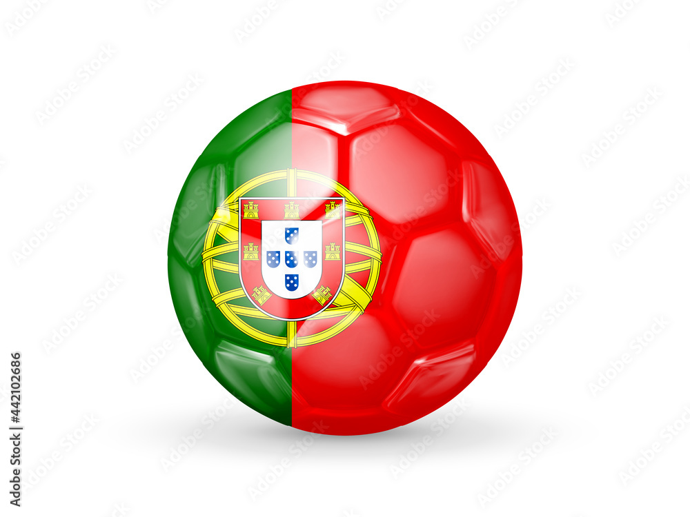 3D soccer ball with the Portugal national flag. Portugal national football team concept 3D soccer ball with the Portugal national flag. Portugal national football team concept