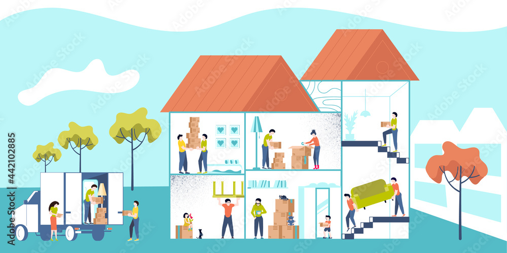 Moving Home and office Concept for Website or Web Page Moving Home and office Concept for Website or Web Page