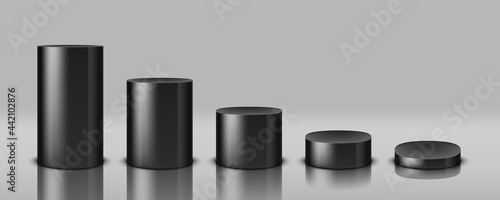 3D Various Cylinder Stages Or Product Podiums photo
