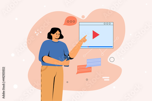 The girl includes video, modern technology. A girl with a phone in her hands, remote control
