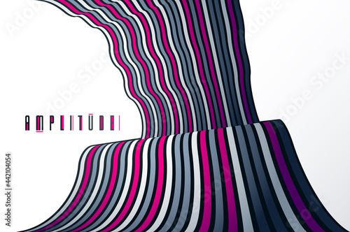 Minimal design of abstract lines in 3D perspective vector abstract background, minimalistic cool trendy retro template for covers posters and banners.