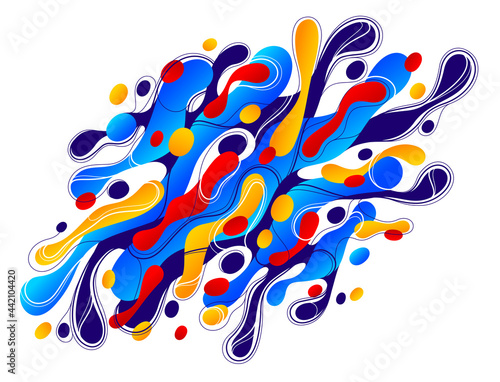 Abstract colorful lava fluids vector illustration, bubble gradients shapes in motion, artistic background graphic element, dynamic modern art liquid forms flowing.
