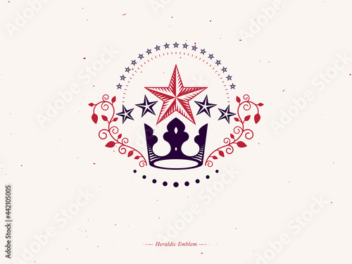 Imperial Crown emblem. Heraldic Coat of Arms, vintage vector logo. Retro logotype isolated on white background.
