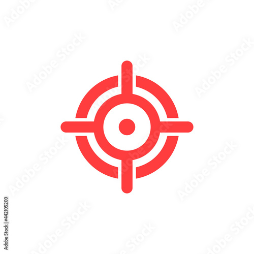 Target red icon. Focus cursor bull eye mark. Aim sniper shoot. Vector isolated on white