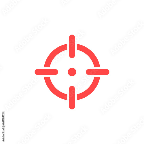 Target red icon. Focus cursor bull eye mark. Aim sniper shoot. Vector isolated on white