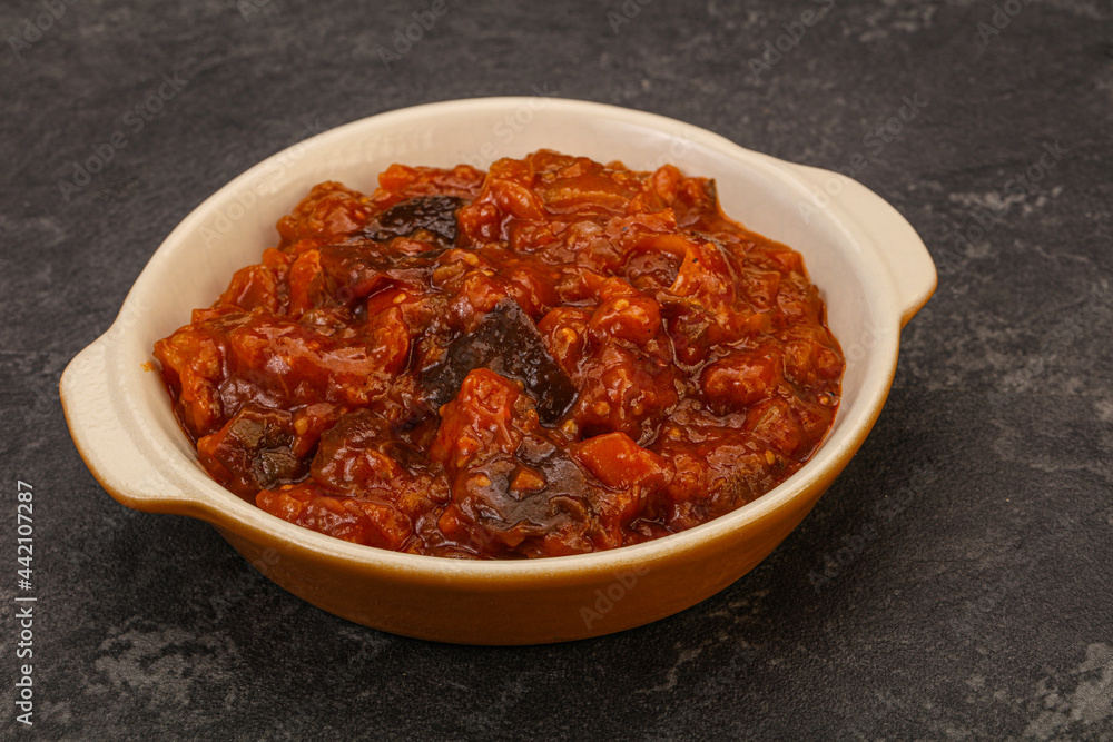 Eggplant saute with tomato and herbs Eggplant saute with tomato and herbs