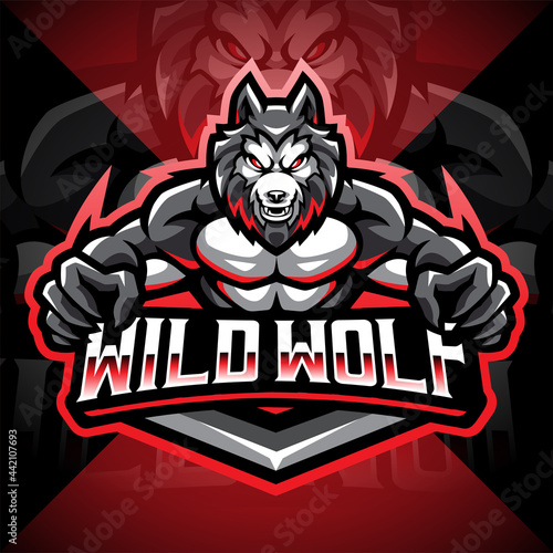 Wild wolf esport mascot logo design