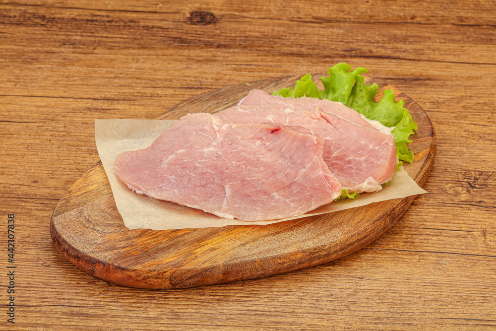 Raw pork steak for cooking