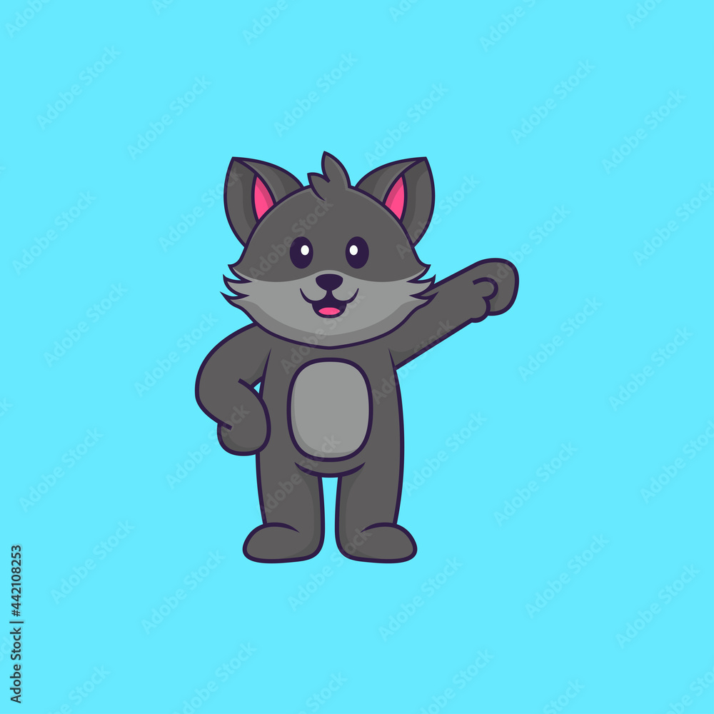 Obraz premium Cute cat hero. Animal cartoon concept isolated. Can used for t-shirt, greeting card, invitation card or mascot. Flat Cartoon Style