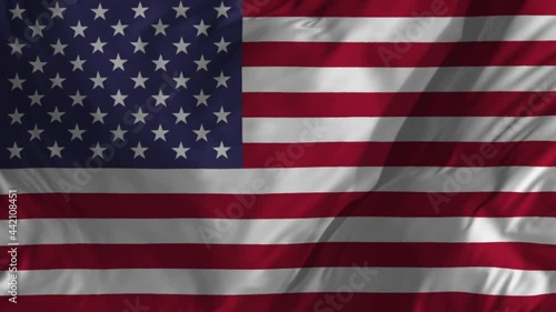 US United States flag video waving in wind. Realistic Flag background. Looping Closeup 1080p Full HD.