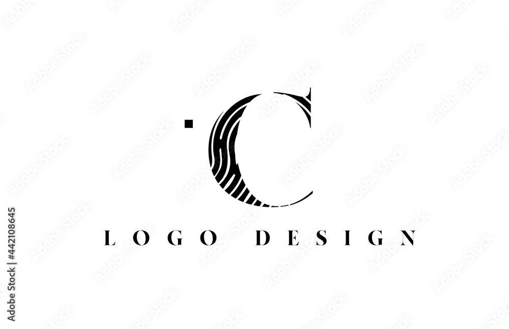 black and white C alphabet letter icon logo. Pattern design for company and business identity