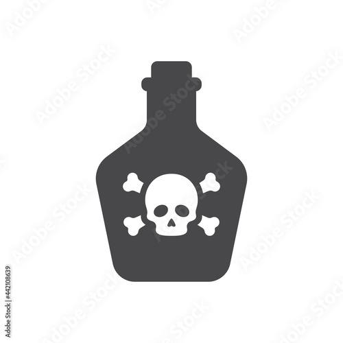 Bottle of poison with skull and bones icon. Poisonous sign with crossbones symbol.