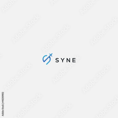 flight destination simple letter S plane logo