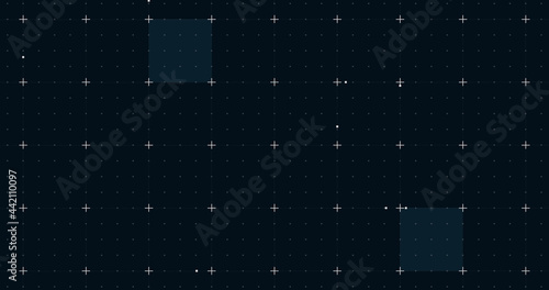 Image of blue squares with white markers over grid background Fototapet