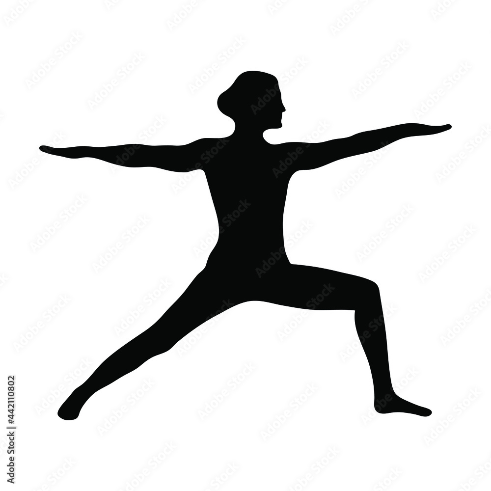 Yoga pose silhouette vector illustration isolated on white background. Meditation yoga icon. Yoga pose.
