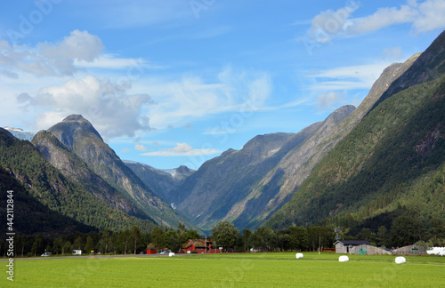 Beautiful shot of the Mountains of Fjaerland in Norway. photo