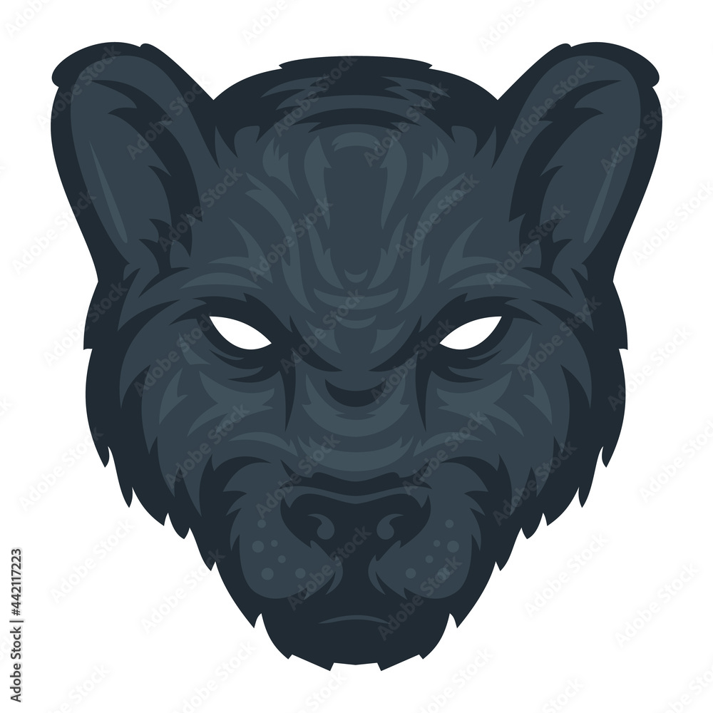 Panther head in hand drawn sketch color style isolated on white ...