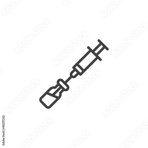 Syringe and vaccine vial line icon