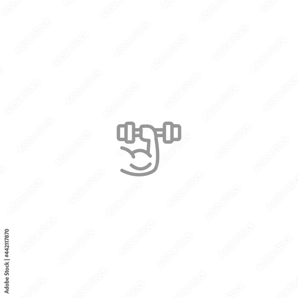 hand with dumbbell icon isolated on white background hand with dumbbell icon isolated on white background