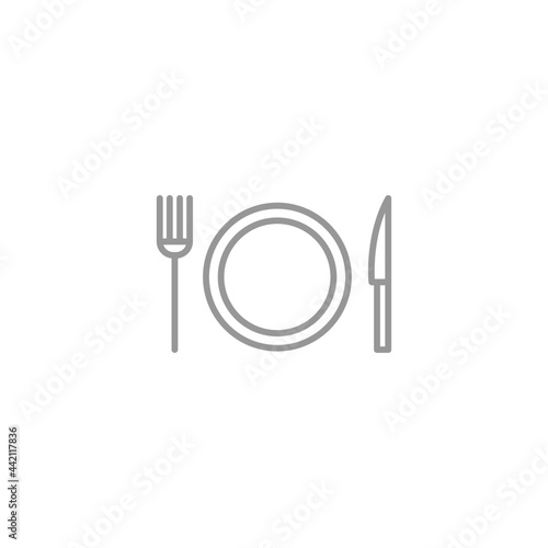 plate with fork and knife icon isolated on white background