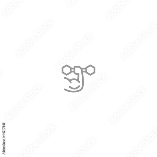 hand with dumbbell icon isolated on white background